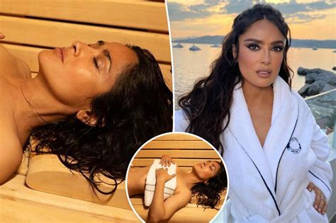 nude salma hayek pics|Salma Hayek poses nude in steamy sauna snap .